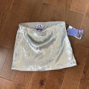 NWT Future Collective Silver Sequin Skirt - XS